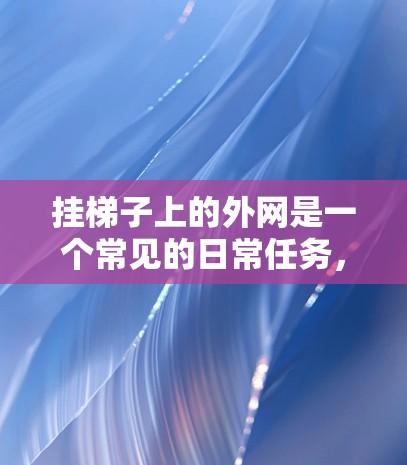 挂梯子上的外网是一个常见的日常任务,可以通过以下步骤进行 挂梯子上的外网是一个常见的日常任务,可以通过以下步骤进行